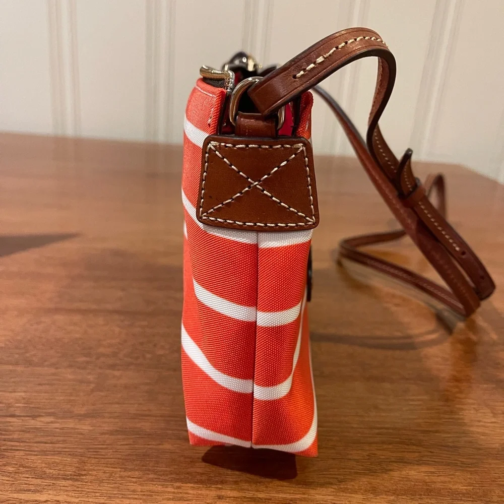 Dooney & Bourke Crossbody Bag Purse Striped Orange & White